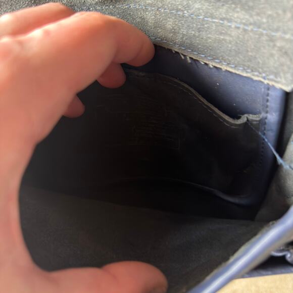 Vintage Coach Navy BLUE LEATHER COURT SATCHEL CROSSBODY BRASS 9870 USA - Picture 5 of 5